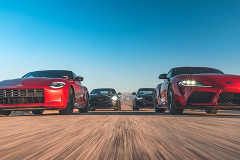 2022 bmw m240i, 2021 ford mustang mach 1, 2023 nissan z performance, and 2022 toyota gr supra 30