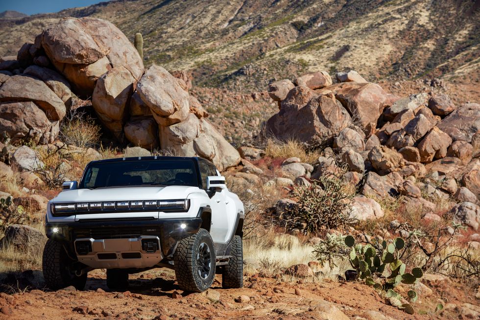 the 2022 gmc hummer ev pickup includes the drive mode control with five standard modes normal, off road, terrain, towhaul and a driver configurable my mode