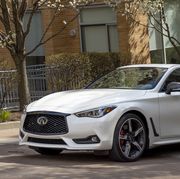 infiniti q60 red sport 400 awd front exterior
