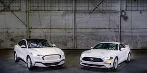 available ice white appearance package on appropriately configured 2022 mustang mach e and mustang coupe models closed course