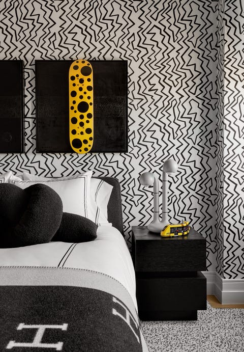black and white room designed by hillary matt
