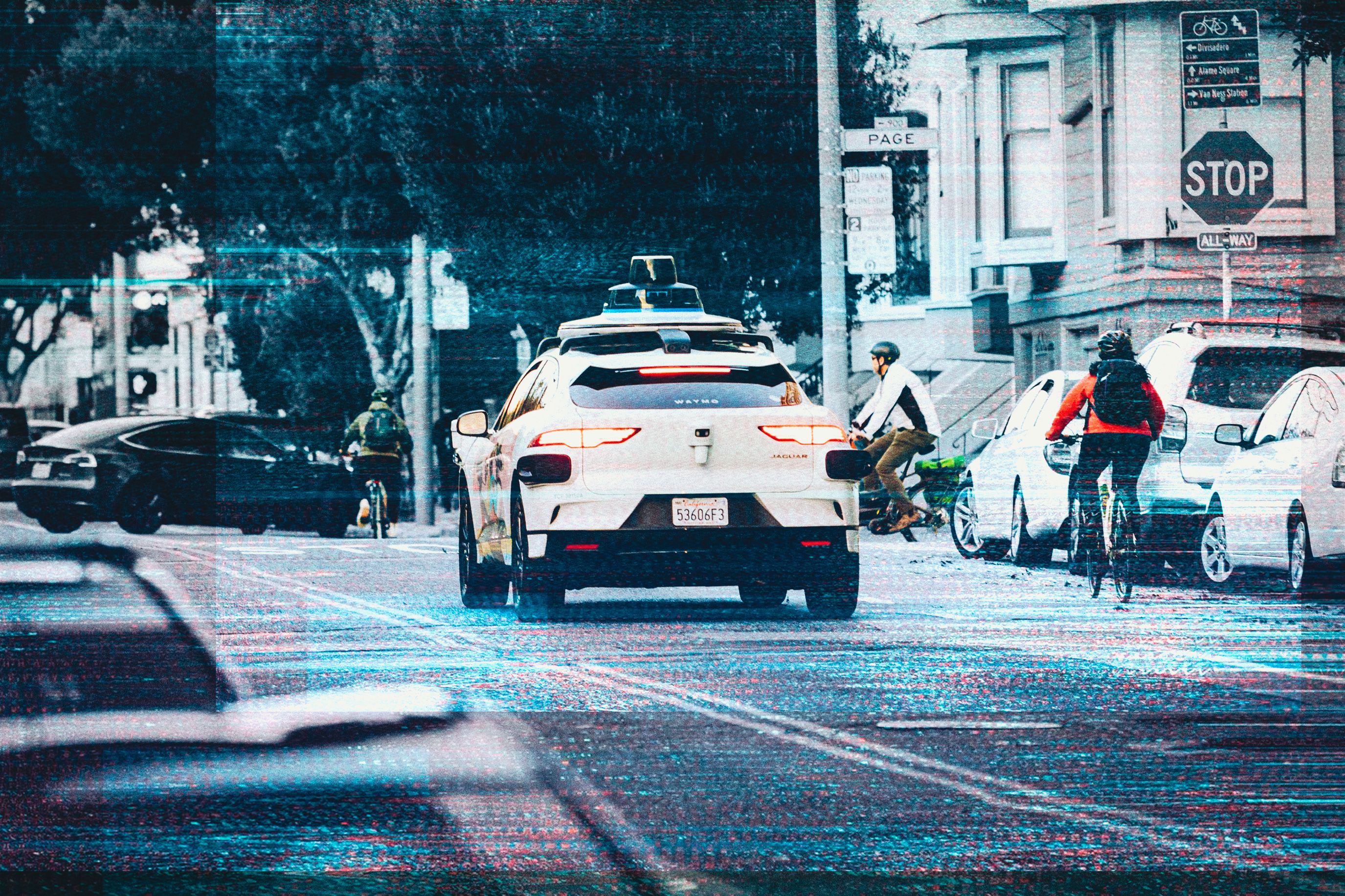 Driverless cars stall in San Francisco, causing a brief traffic