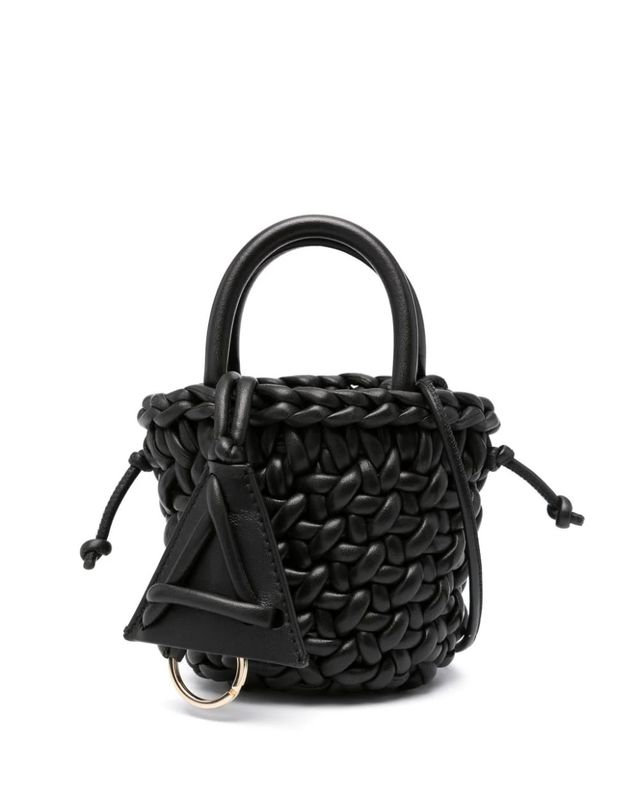 a black purse with a handle