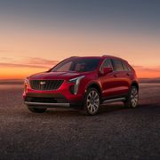 2023 cadillac xt4 premium luxury shown in radiant red tintcoat, front 34 angle