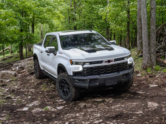 2023 chevrolet silverado zr2 bison off roading in the woods