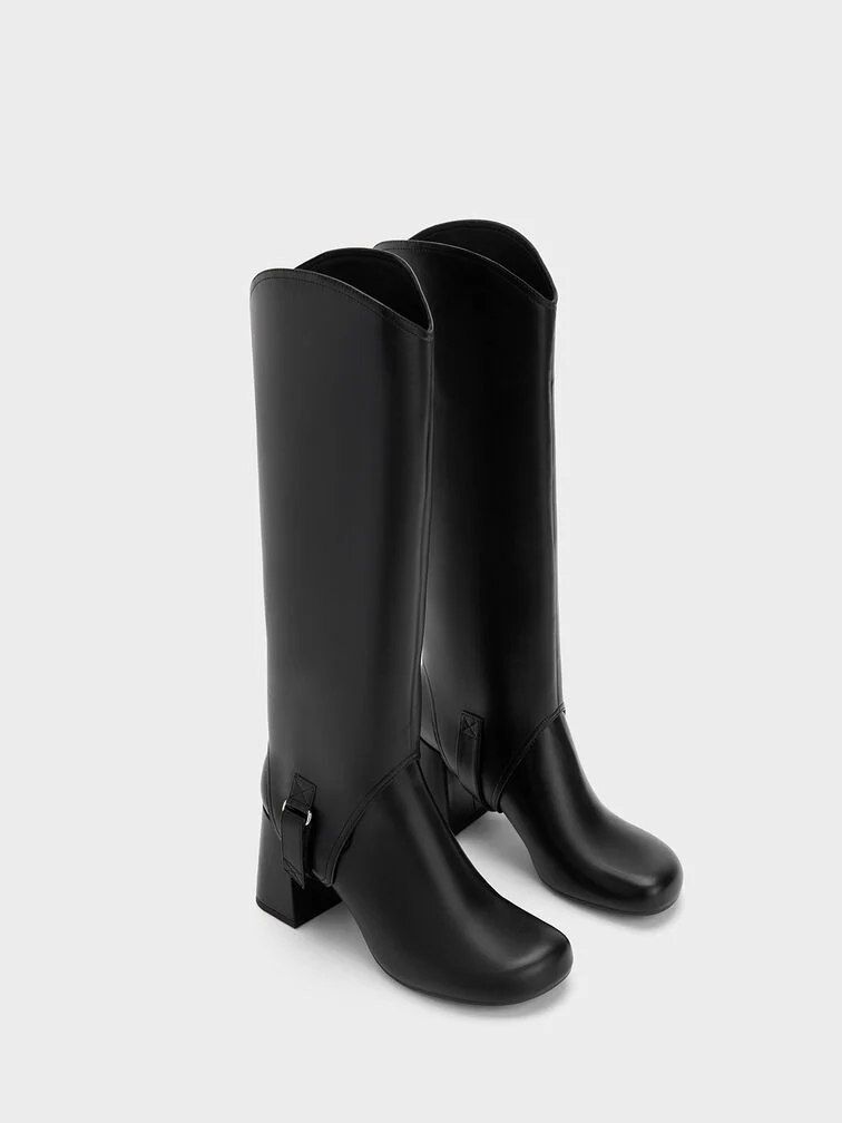 a black leather boot