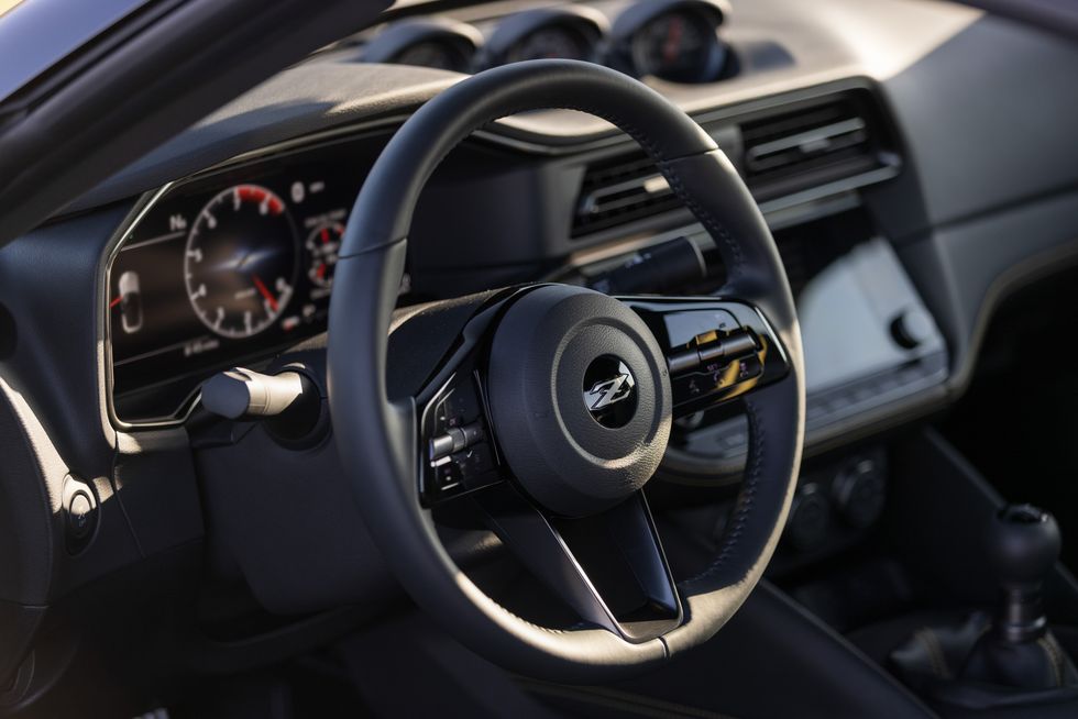 2023 nissan z interior shot with steering wheel view