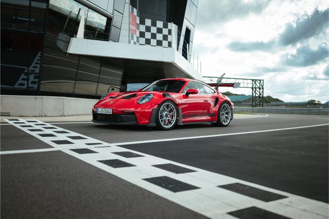 2023 porsche 911 gt3 rs parked near the finish line