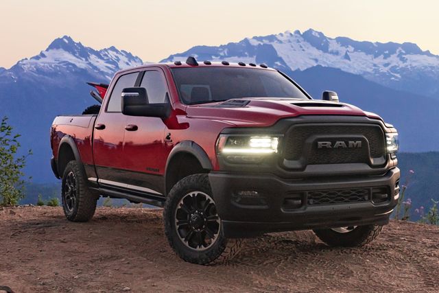 2023 ram 2500 hd rebel with a mountain in the background