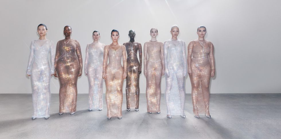 Kim Kardashian is covered in crystals (and not much else) at Swarovski x Skims  event