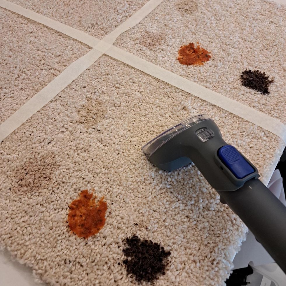 best carpet cleaners testing a carpet cleaner on stains