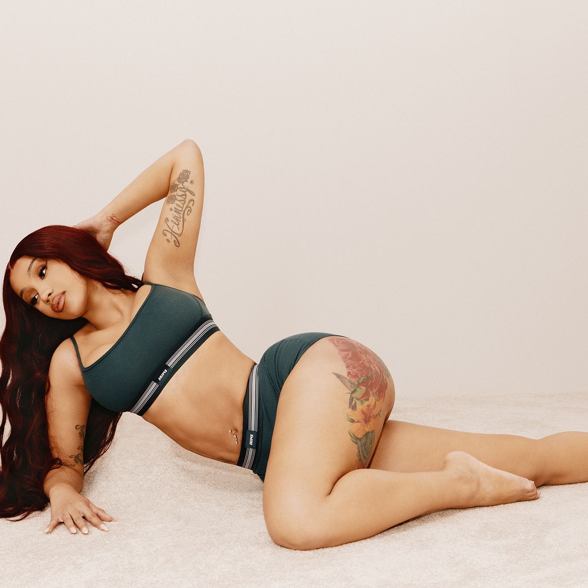 Cardi B shows off her incredible curves in body-clinging shapewear for Kim  Kardashian's latest SKIMS campaign