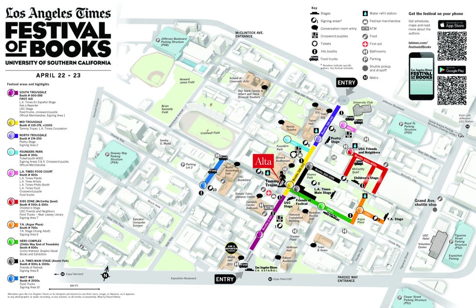 los angeles times festival of books, 2023 map