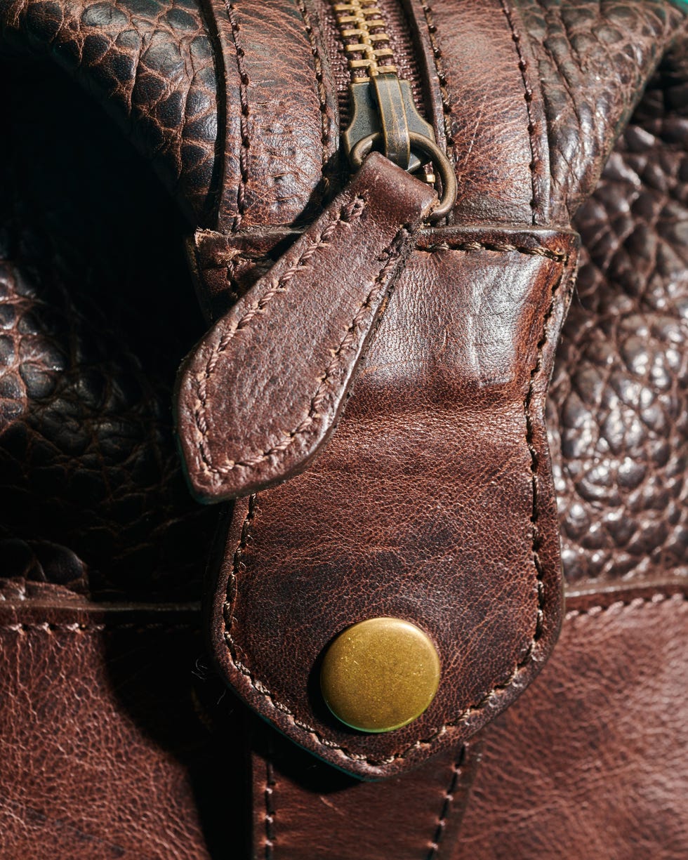 a close up of a leather jacket