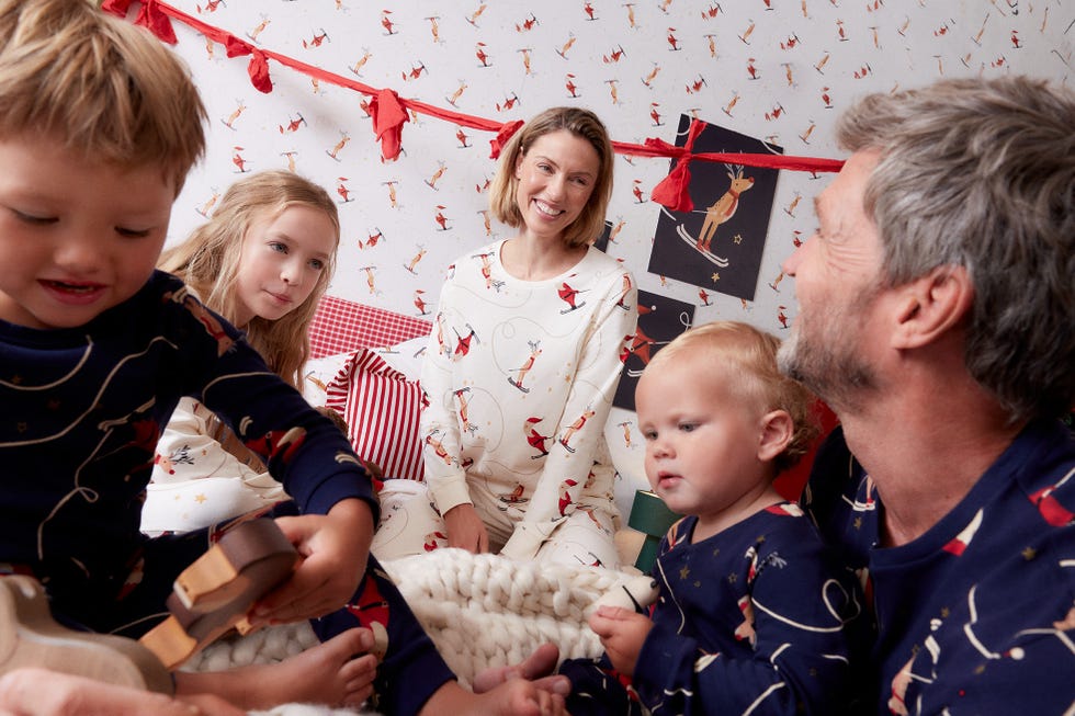 family in xmas pyjamas
