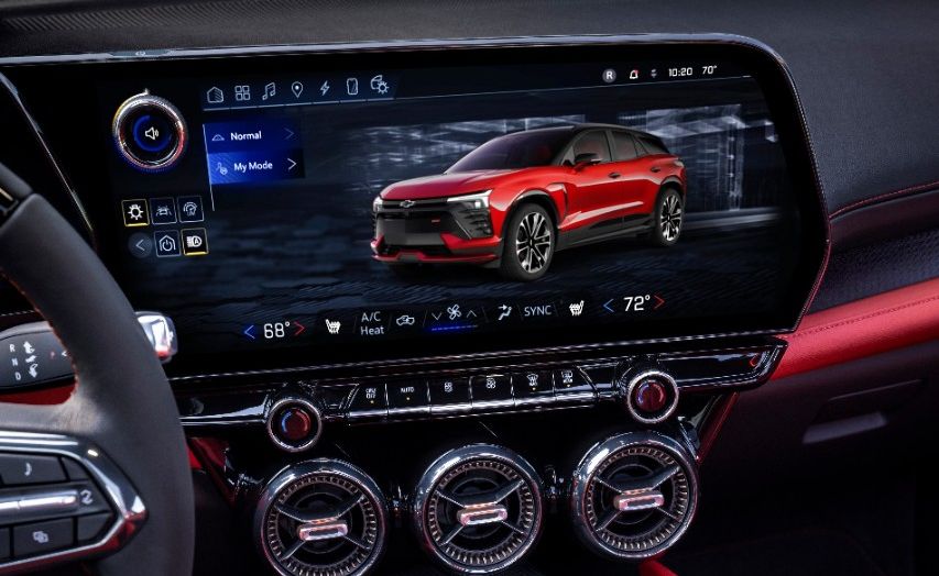 front view of infortainment touchscreen and center console on 2024 chevrolet blazer ev ss