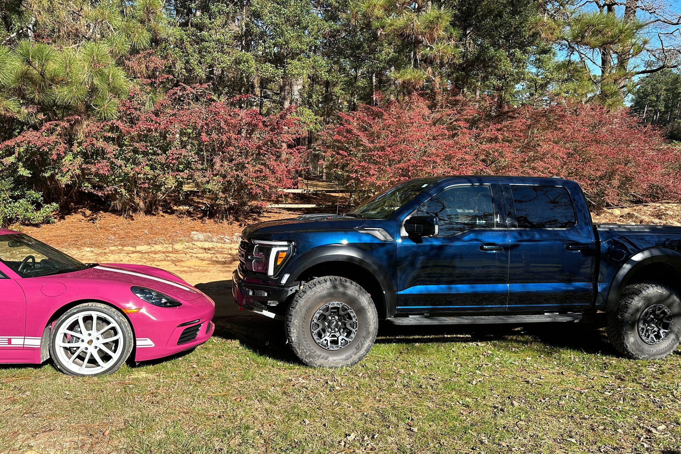 View Photos of the 2024 Ford Raptor R vs. 2024 Porsche 718 Cayman