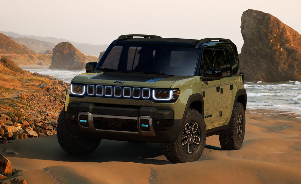 2024 jeep recon parked on a rocky beach