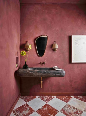 oxblood red bathroom by margaret maeve parker