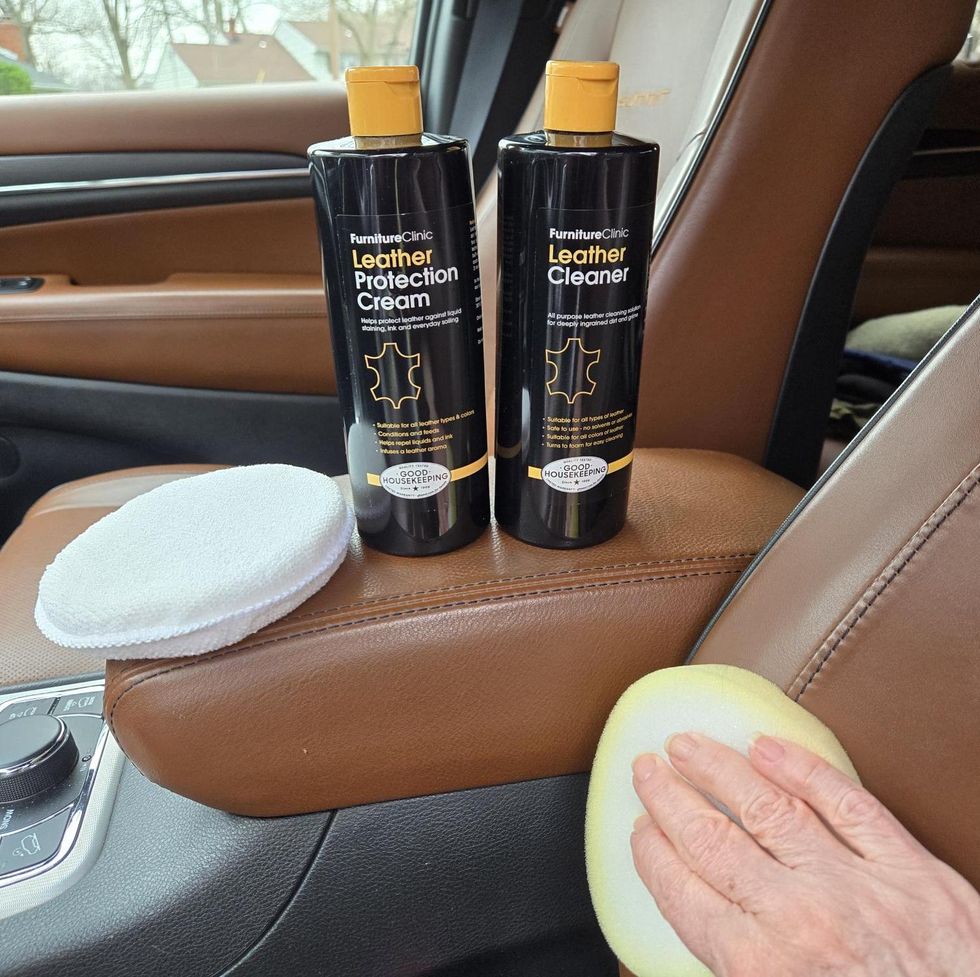 best car upholstery cleaners testing a leather cleaner and protector