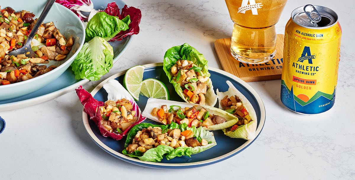 Video player poster image preview for Athletic Brewing Company x Delish | Spicy Mushroom Lettuce Wraps