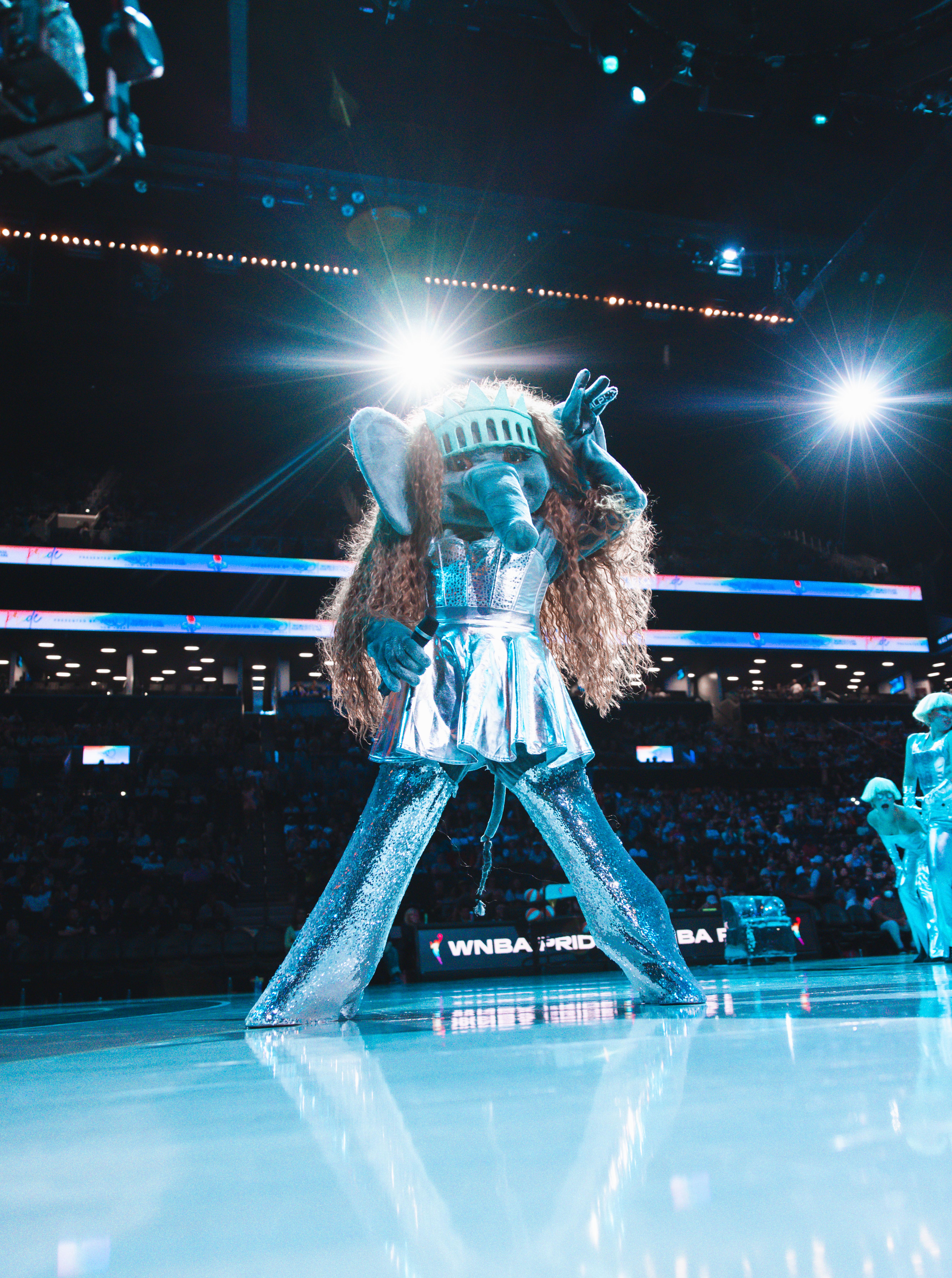 Her name is Ellie. She's the New York Liberty mascot. And she is the moment. 