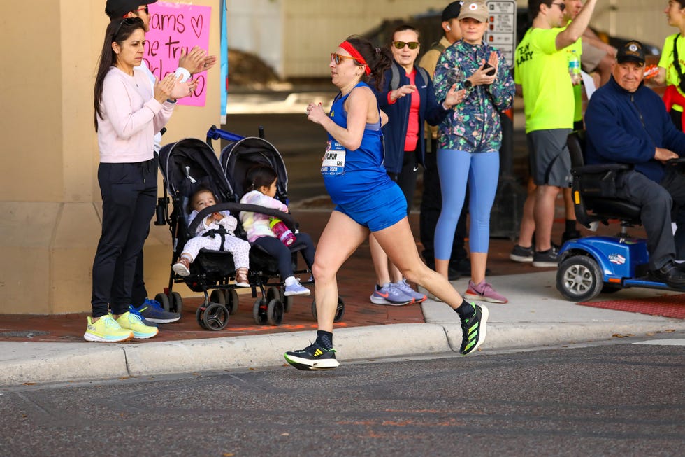 a person running on a street