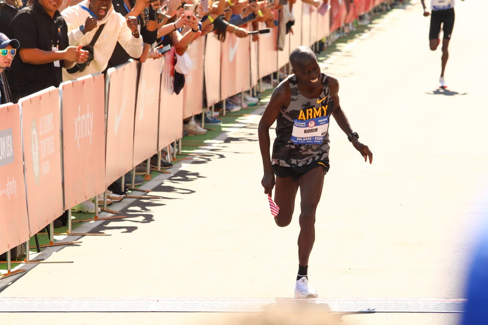 a man running on a road