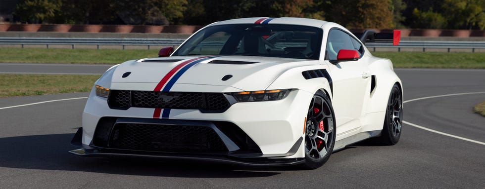 ford mustang gtd spirit of america 2025 exterior parked at a front three quarter angle on a track