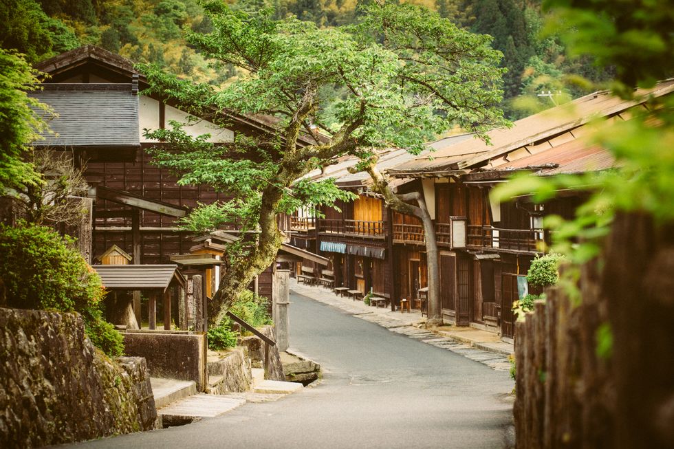 tsumago a traditional japanese village in the gifu prefecture mountains japan