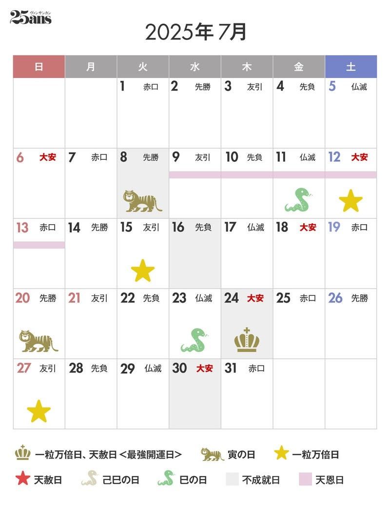 好きに 最強開運日】2025年7月24日は最強開運日。この日にやること チャーム