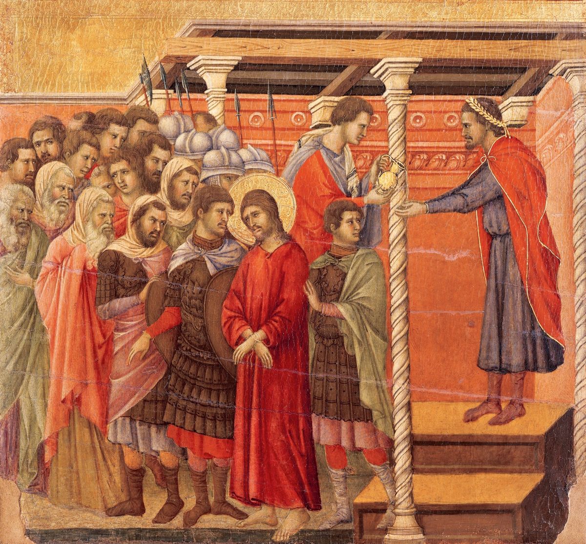 Het wassen van de handen was een belangrijk sociaal ritueel in de middeleeuwen en werd ook afgebeeld in middeleeuwse kunst Op dit veertiendeeeuwse altaarstuk uit de kathedraal van Siena wast Pontius Pilatus zijn handen wanneer hij Jezus Christus veroordeelt