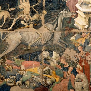 op dit vijftiendeeeuwse italiaanse fresco van een anonieme schilder staat de triomf van de dood afgebeeld vaak wordt gedacht dat ziekte in de middeleeuwen drie oorzaken kende infecties ondervoeding en letsel door gevechten of ongevallen