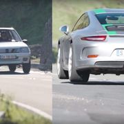 Porsche 911R versus Peugeot 205 Rallye