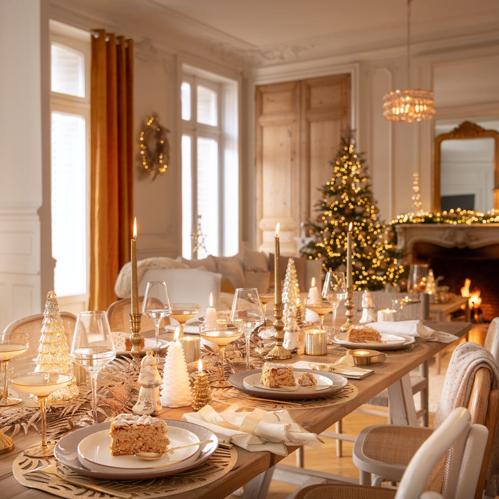 a table in gold and white tones from maisons du monde