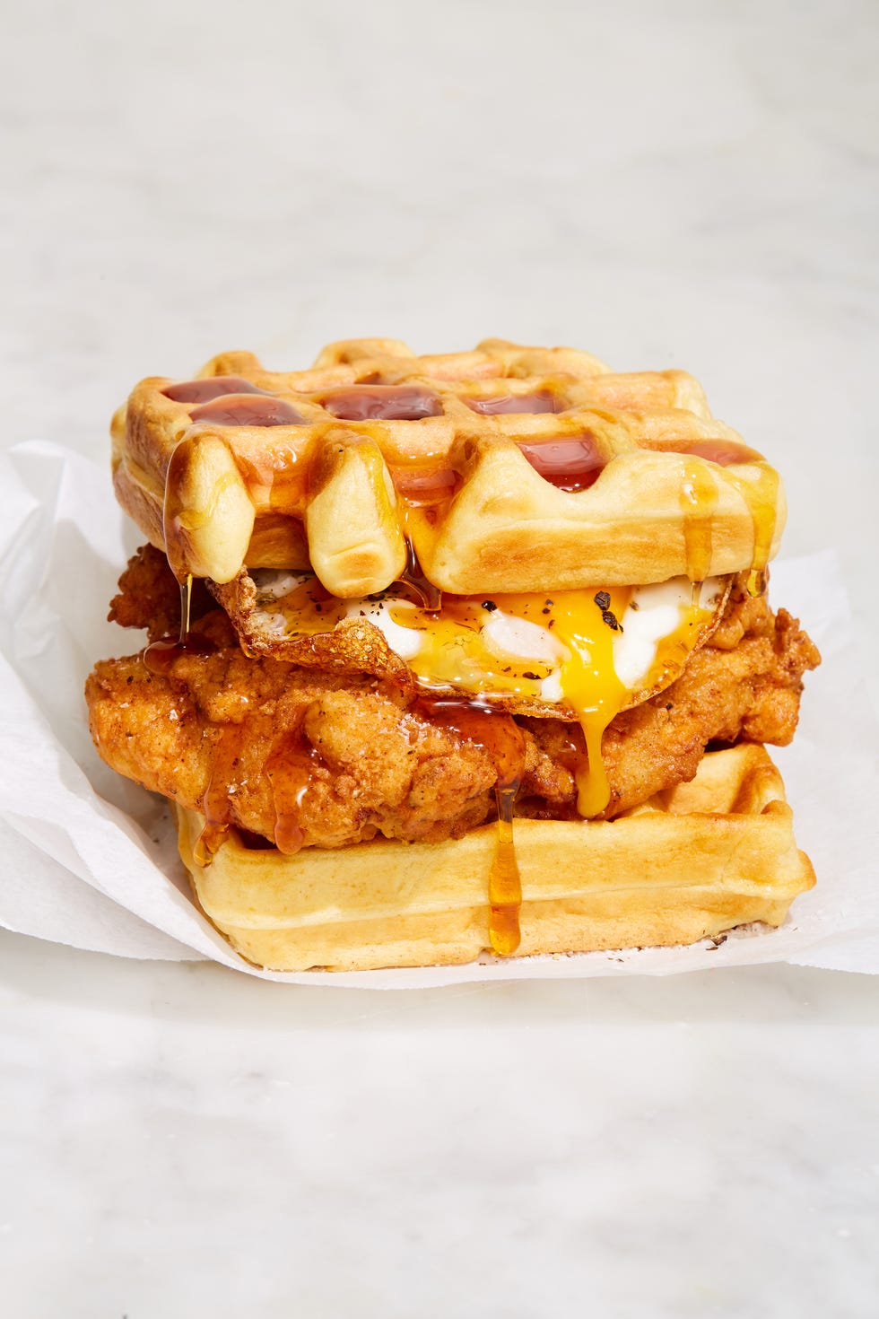 Chicken and waffles breakfast sandwich