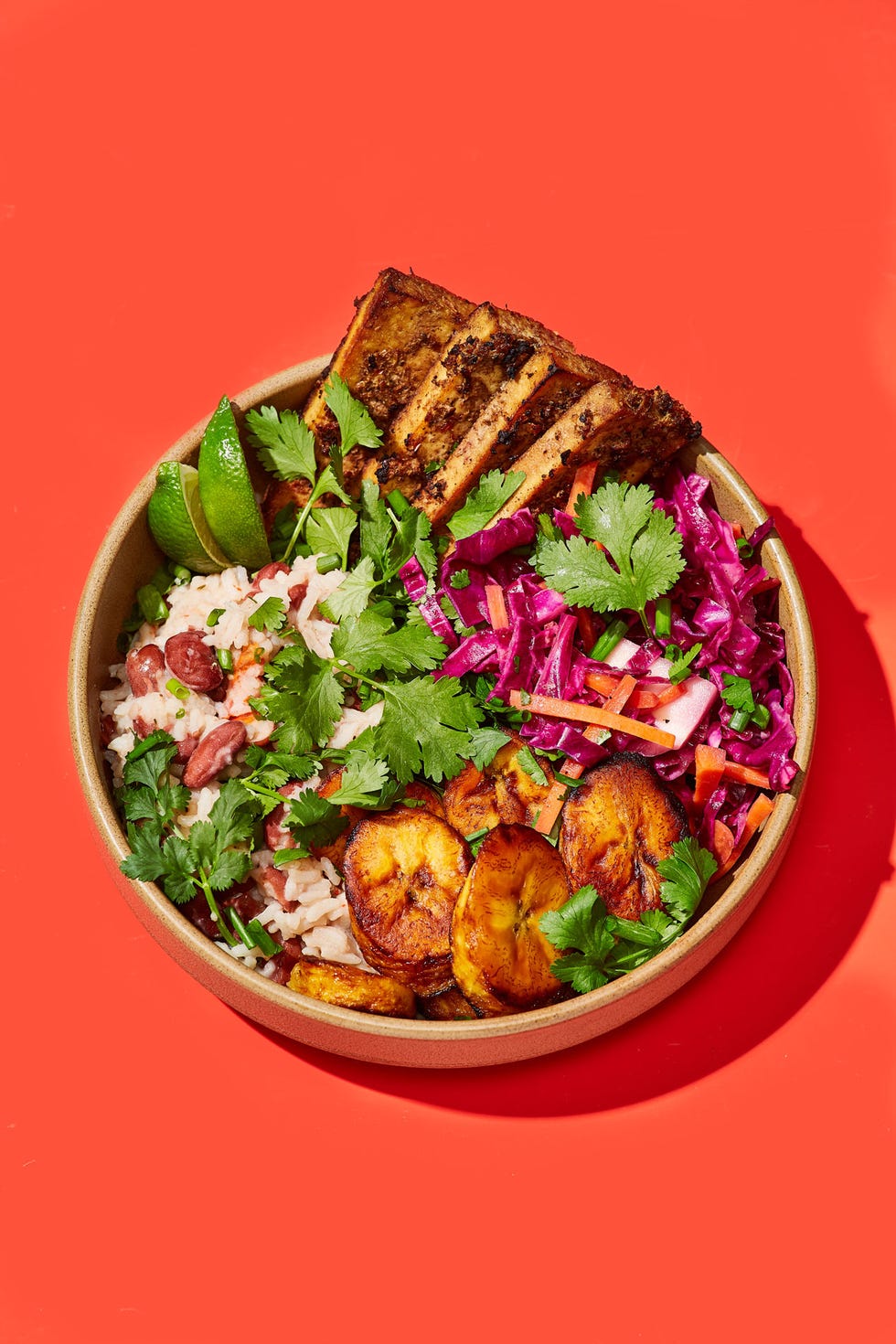 vegan jerk tofu grain bowl