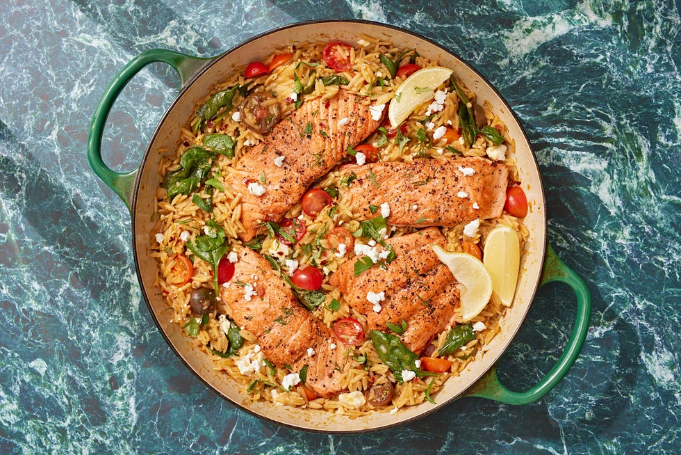 one pan salmon and orzo