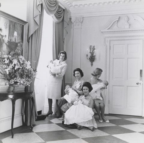 queen elizabeth princess margaret with their babies