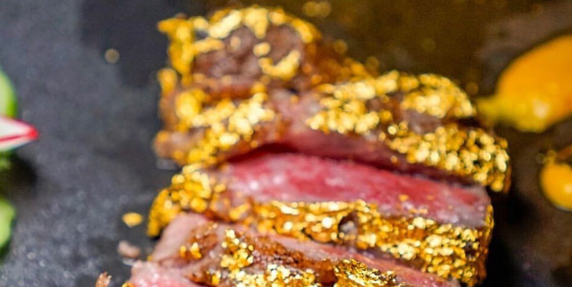 Steak covered in gold