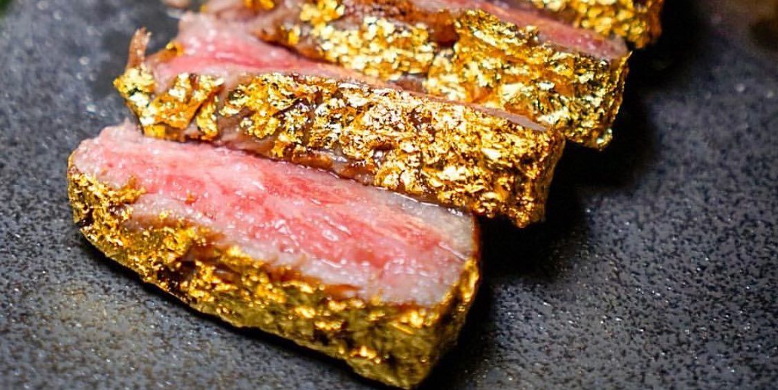 Steak covered in gold