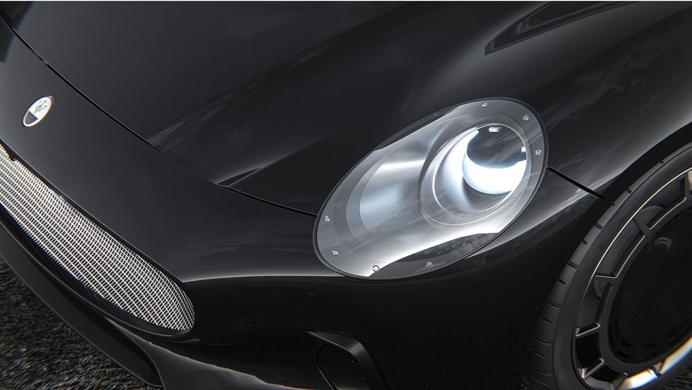 close up of a car's headlight