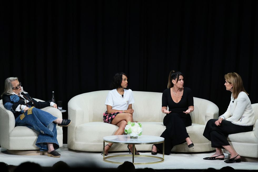 new york, new york june 07 l r laura karpman, kerry washington, patty jenkins and perri peltz, all wearing chanel, speak onstage during the tribeca and chanel through her lens conversation at crosby street hotel on june 07, 2024 in new york city photo by dimitrios kambouriswireimage