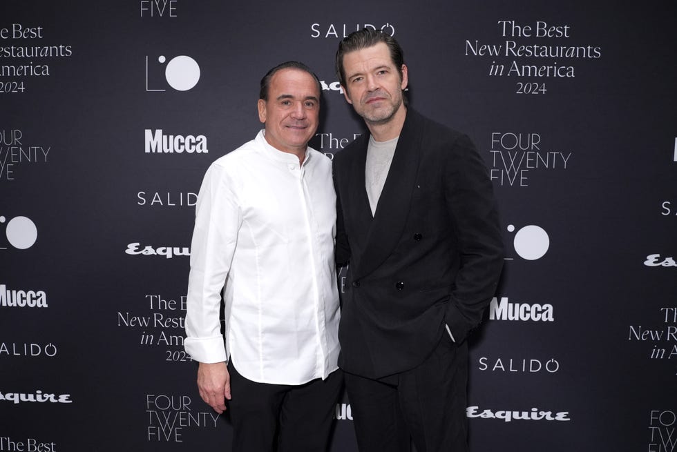 new york, new york december 11 jean georges vongerichten and michael sebastian attend esquires 2024 best new restaurants in america celebration x four twenty fives one year anniversary at four twenty five on december 11, 2024 in new york city photo by sean zannigetty images for hearst magazines