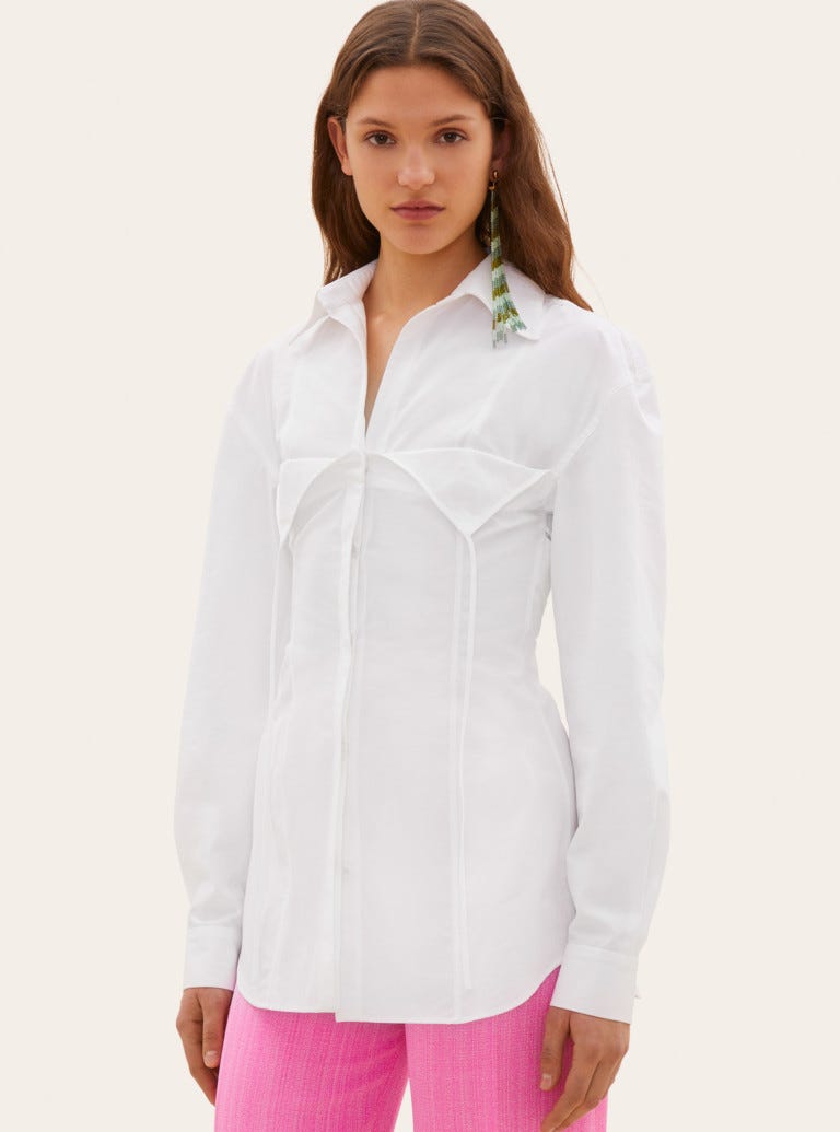 Clothing, White, Sleeve, Collar, Pink, Shirt, Outerwear, Neck, Top, Button, 