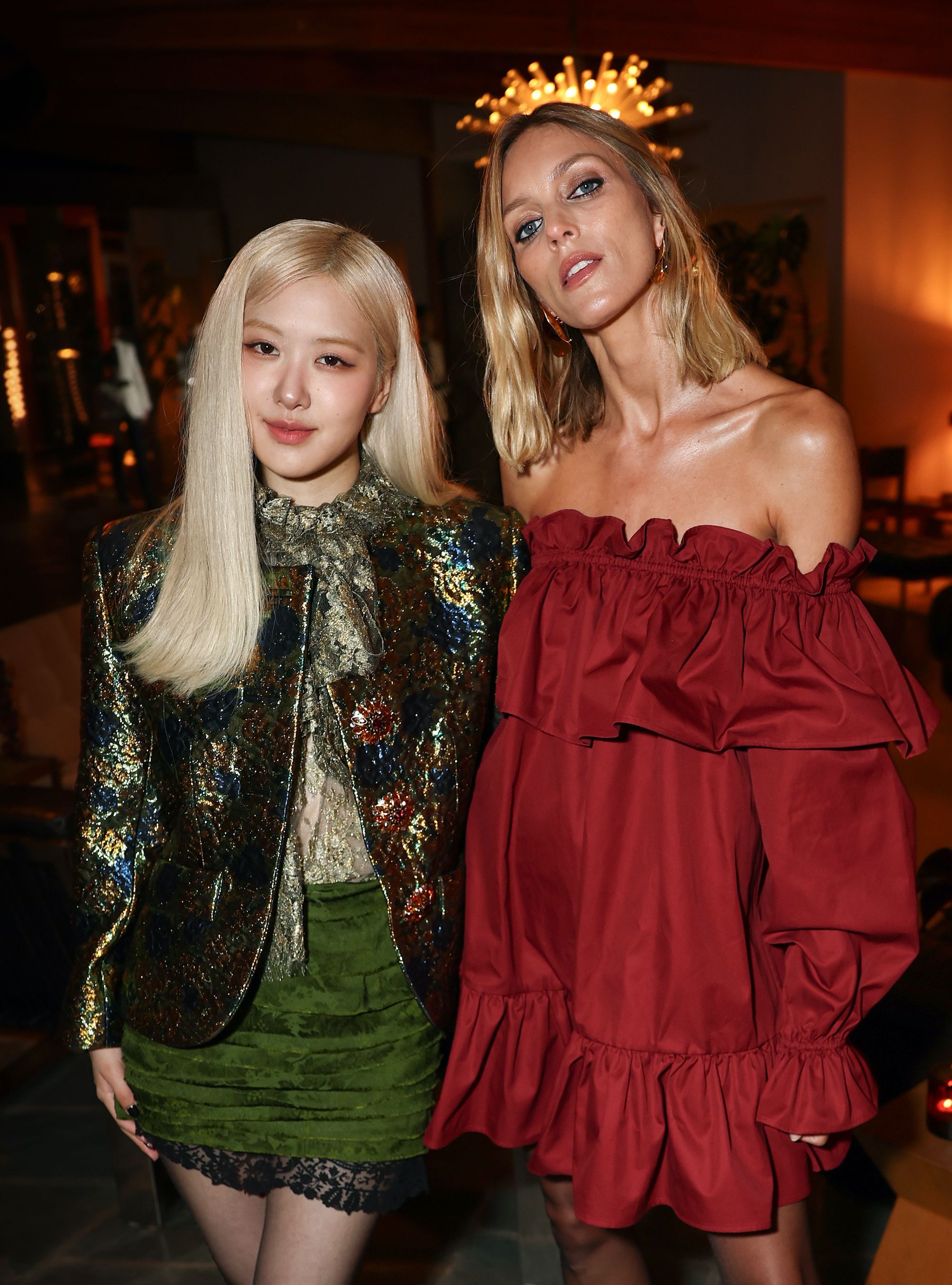 Rosé Wears Metallic Floral Coat and Miniskirt to the Vanity