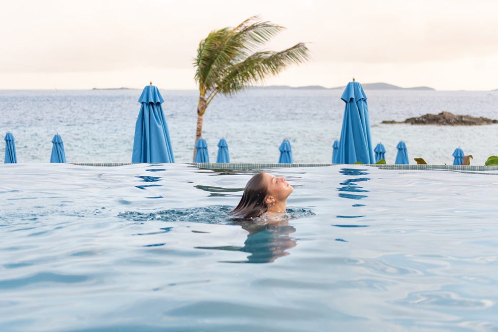 a person swimming in a pool