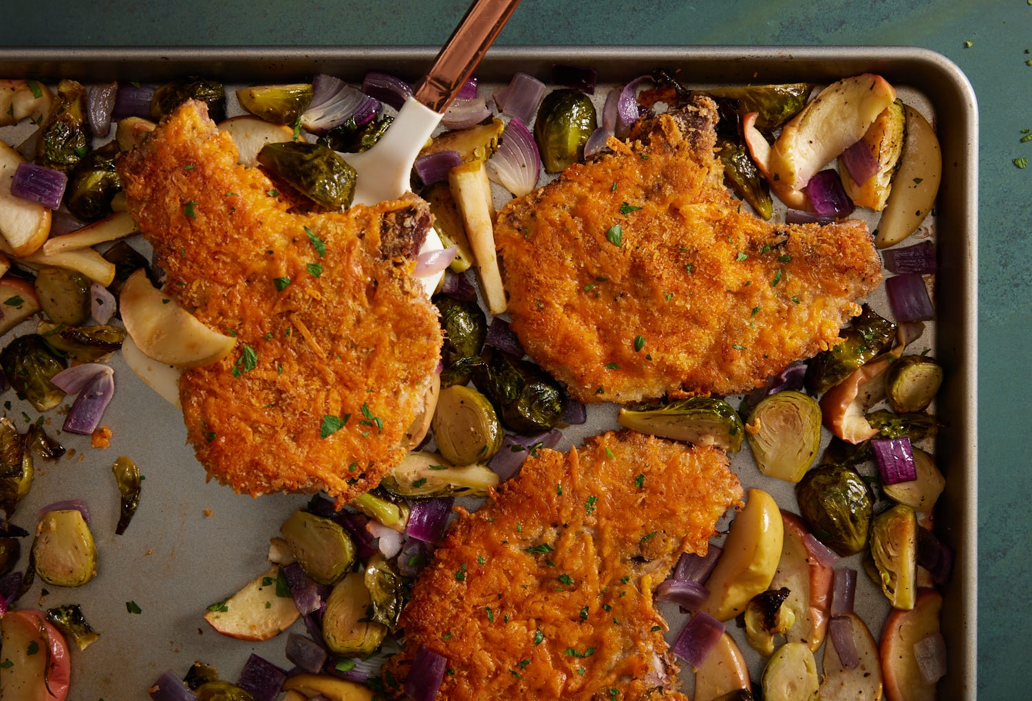 Crispy Cheddar Pork Chops With Brussels Sprouts Is The Fall Dinner You Need Tonight