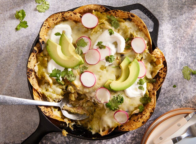 Green Chile Chicken Skillet Enchiladas Recipe  