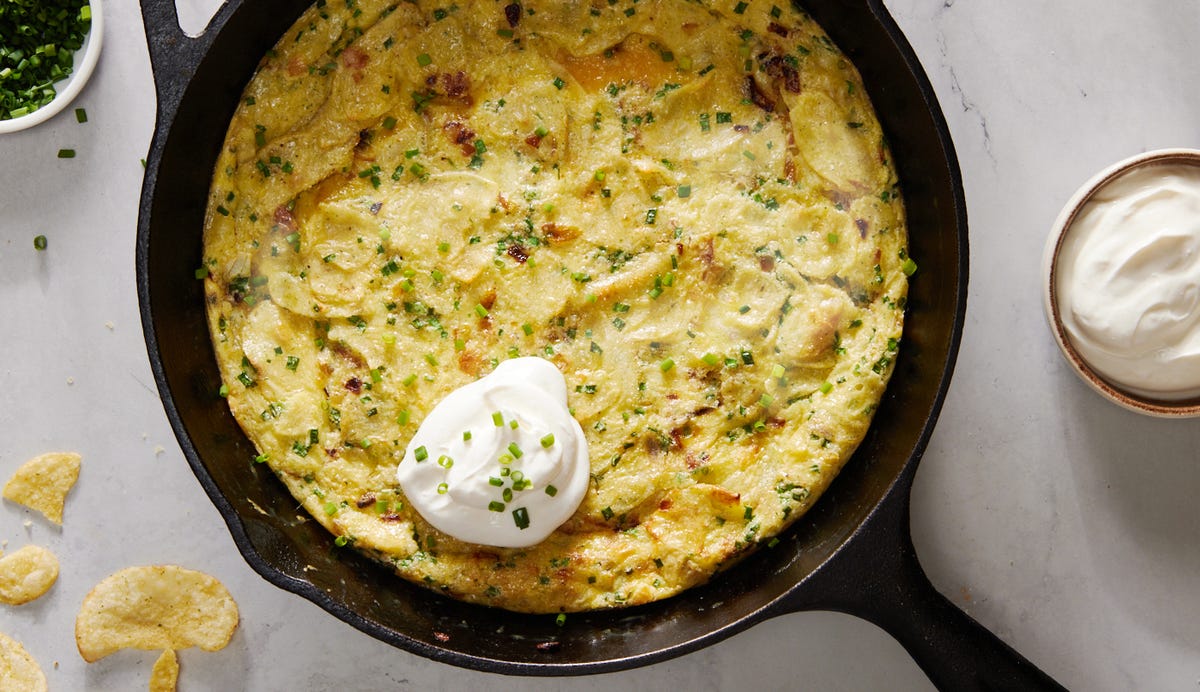 Video player poster image preview for This Frittata Is Filled With Sour Cream & Onion POTATO CHIPS!